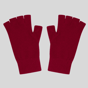 Jumper 1234 - Fingerless Cashmere Gloves in Burgundy — Bosco's